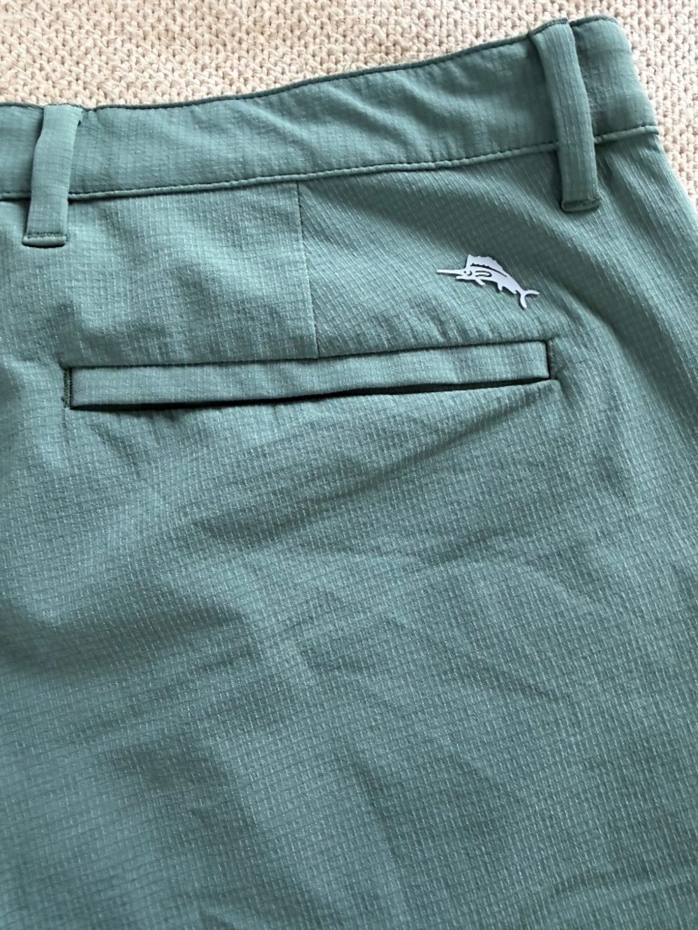 Tommy Bahama Men's Performance Shorts Size 35 Green Marlin Logo Stretch 35x8 - Picture 5 of 10